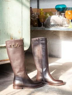 Stivali tacco 2cm pelle testa