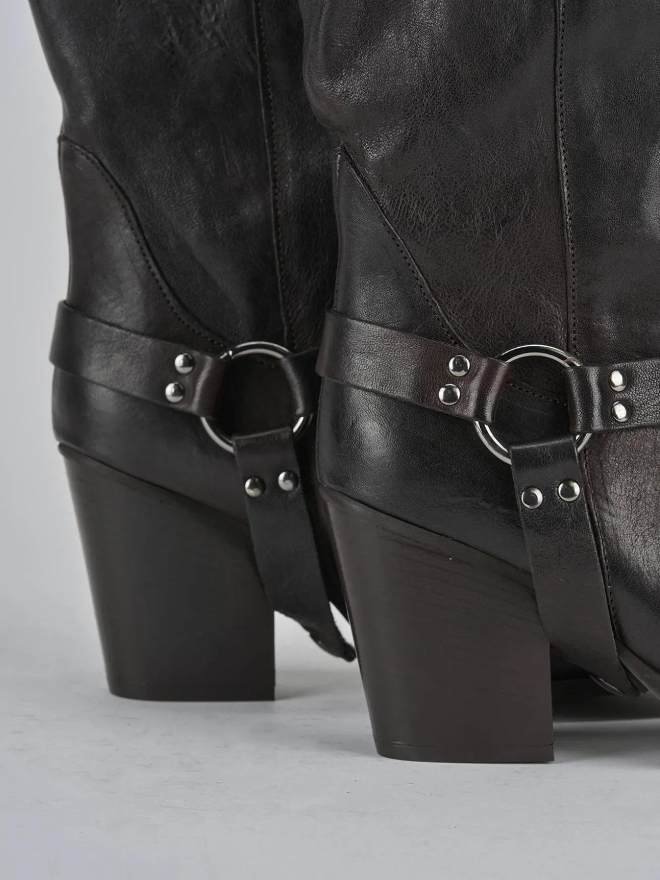 Stivali tacco 7cm pelle testa