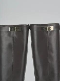 Stivali tacco 2cm pelle testa