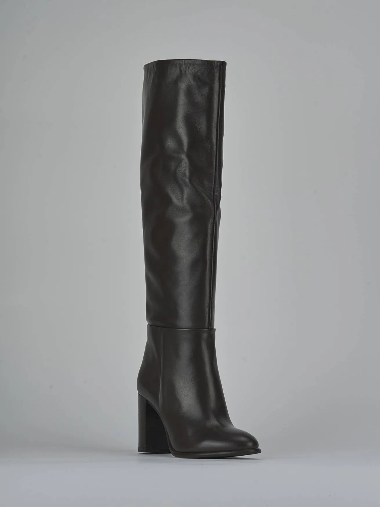 Stivali tacco 8cm pelle testa