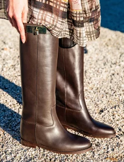 Stivali tacco 2cm pelle testa