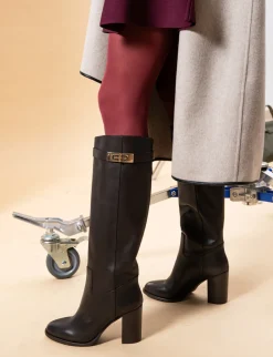 Stivali tacco 8cm pelle testa