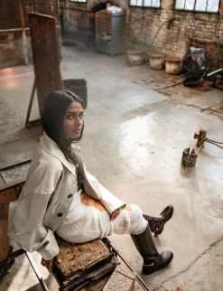 Stivali tacco 2cm pelle testa