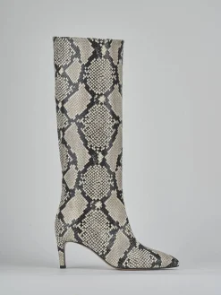 Stivali tacco 7cm pitone beige