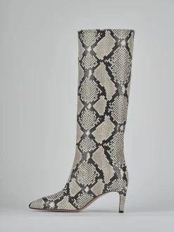 Stivali tacco 7cm pitone beige