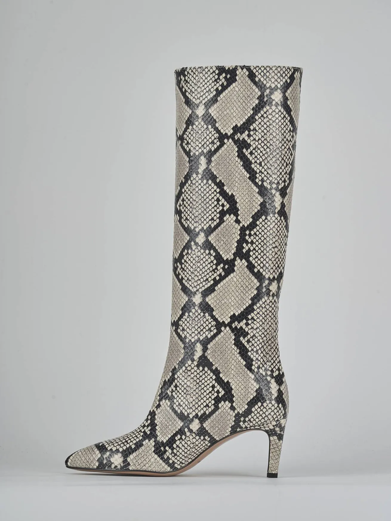 Stivali tacco 7cm pitone beige