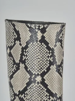 Stivali tacco 7cm pitone beige