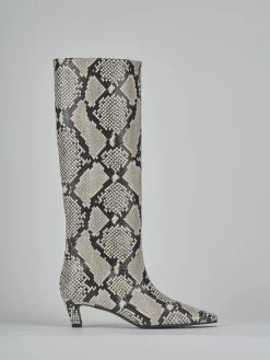 Stivali tacco 5cm pitone beige