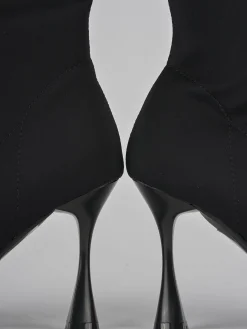 Stivali tacco 8cm tessuto nero