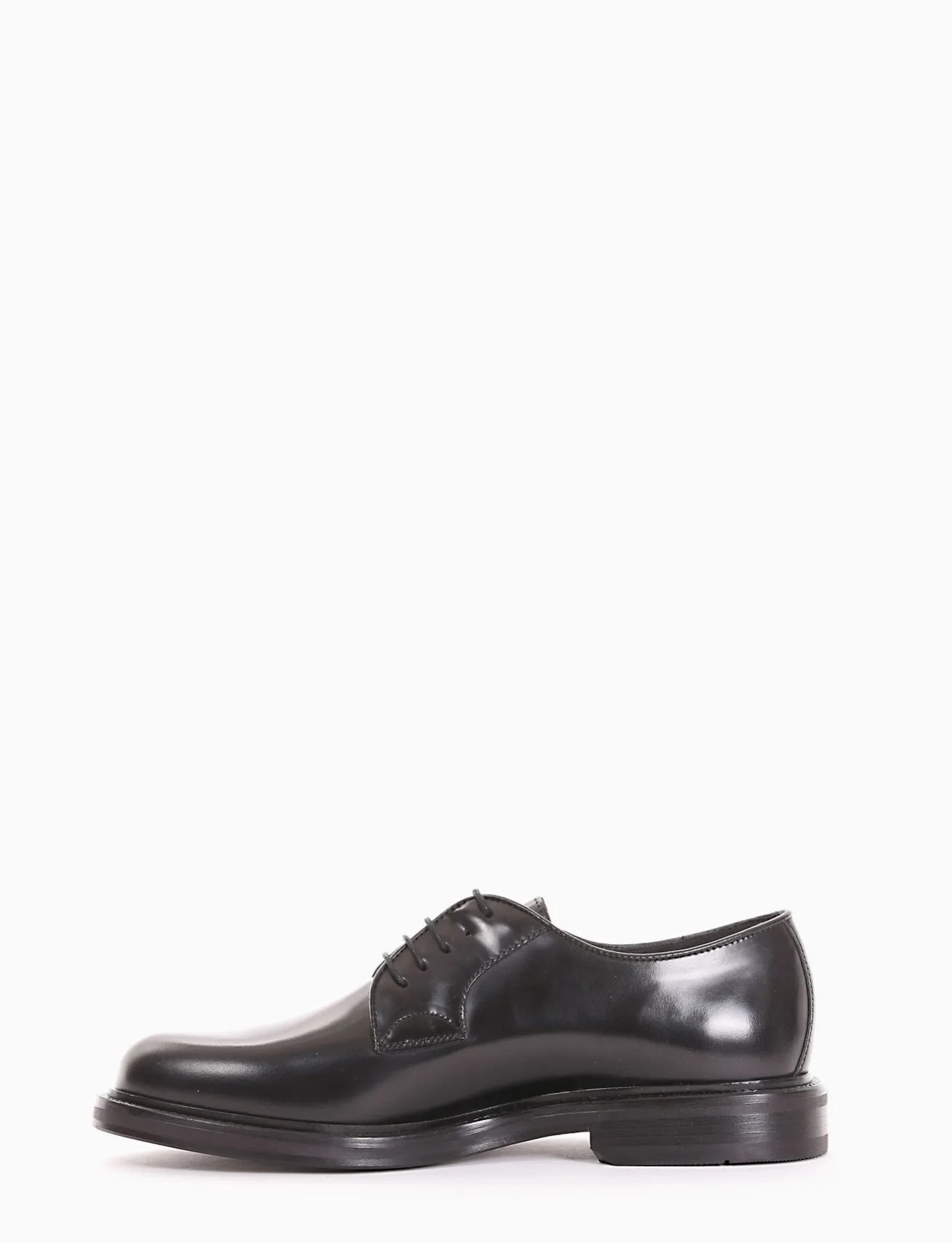 Stringata derby con tacco 3cm semplice ed elegante nero pelle