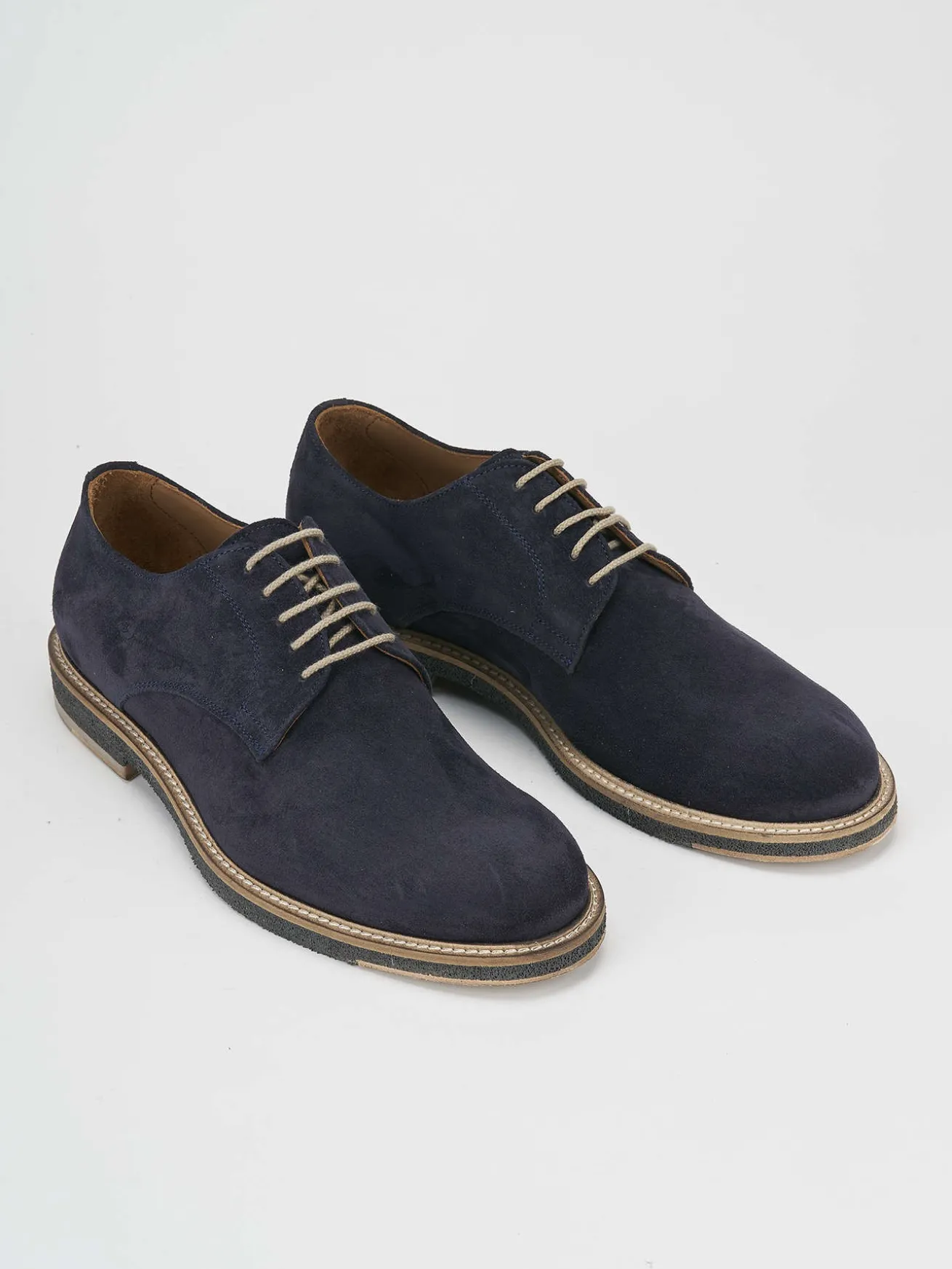 Stringate blu camoscio