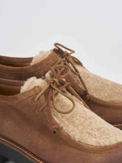 Stringate tacco 2cm camoscio marrone