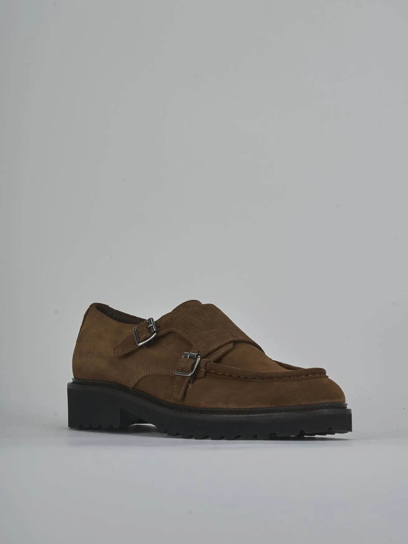 Stringate tacco 2cm camoscio marrone