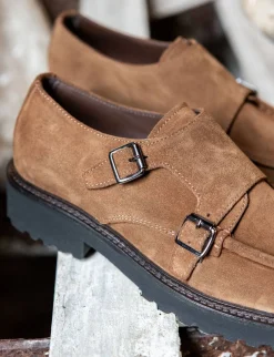 Stringate tacco 2cm camoscio marrone