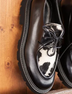 Stringate tacco 3cm cavallino nero