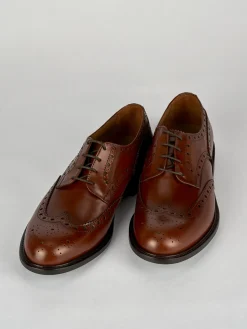 Stringate tacco 1cm pelle marrone