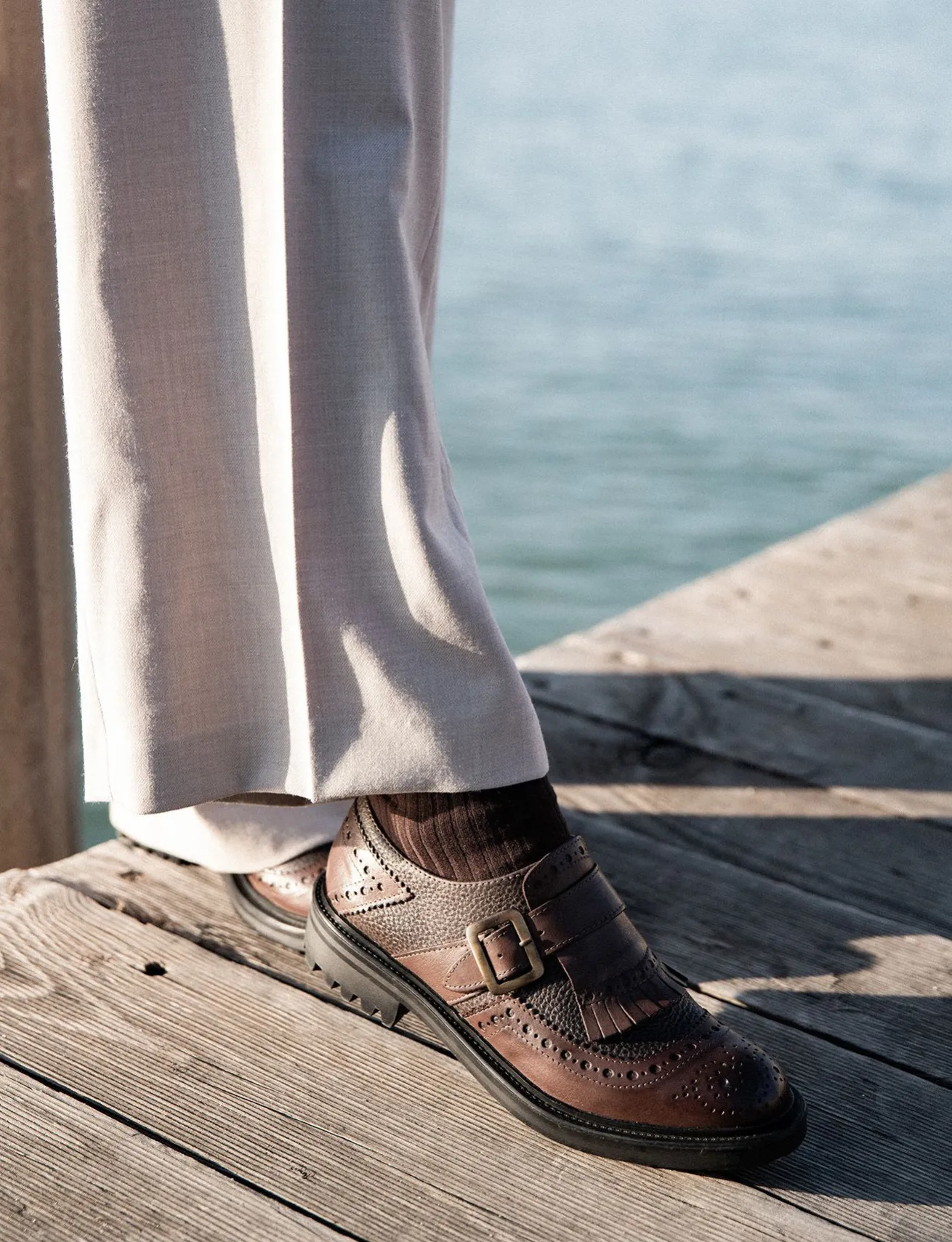 Stringate tacco 2cm pelle testa