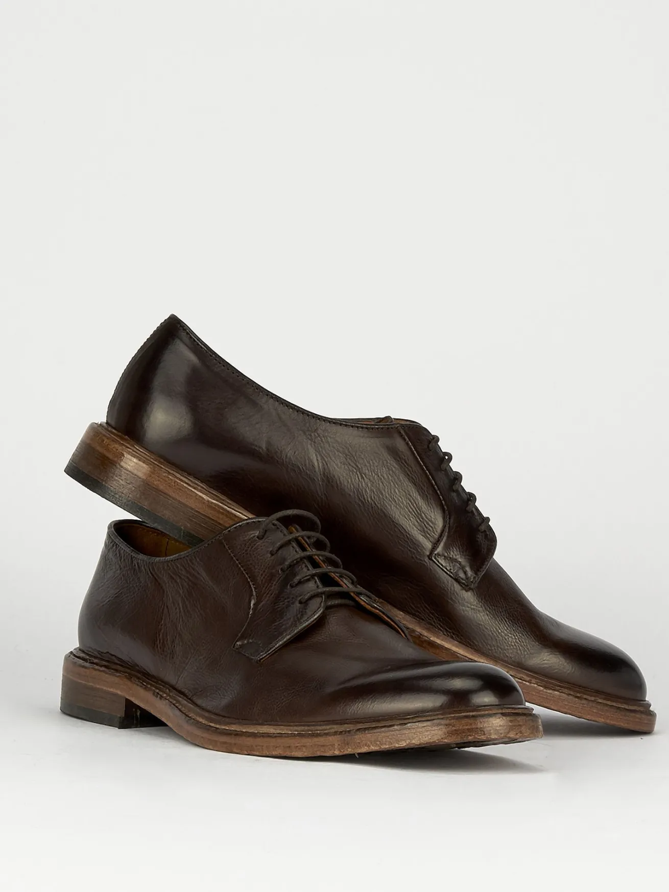 Stringate tacco 1cm pelle testa