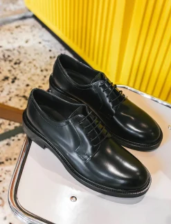 Stringate tacco 1cm pelle nero