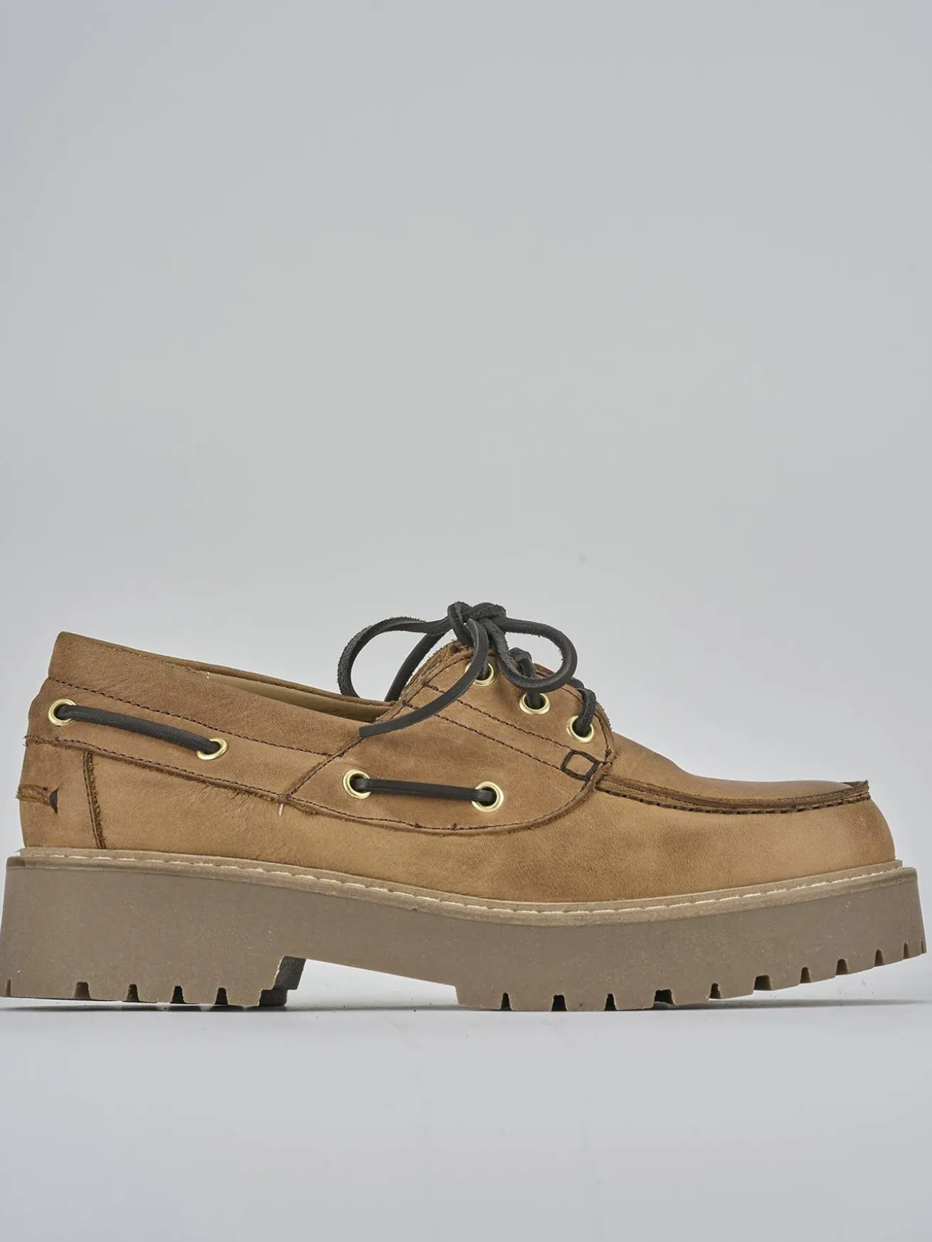 Stringate tacco 3cm pelle marrone