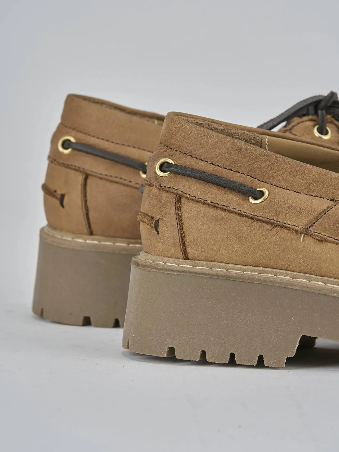 Stringate tacco 3cm pelle marrone