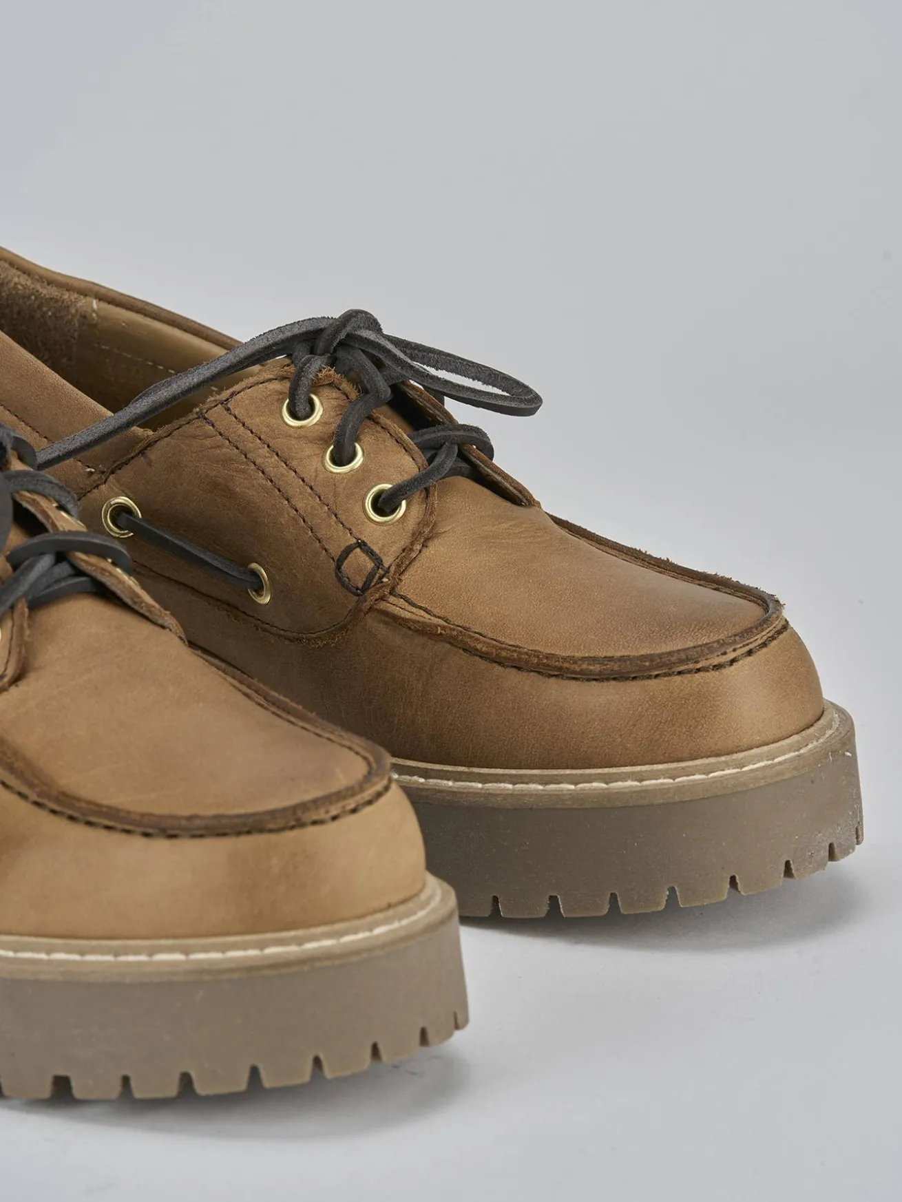 Stringate tacco 3cm pelle marrone