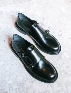 Stringate tacco 2cm pelle nero