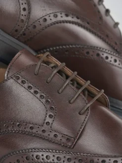 Stringate tacco 1cm pelle marrone