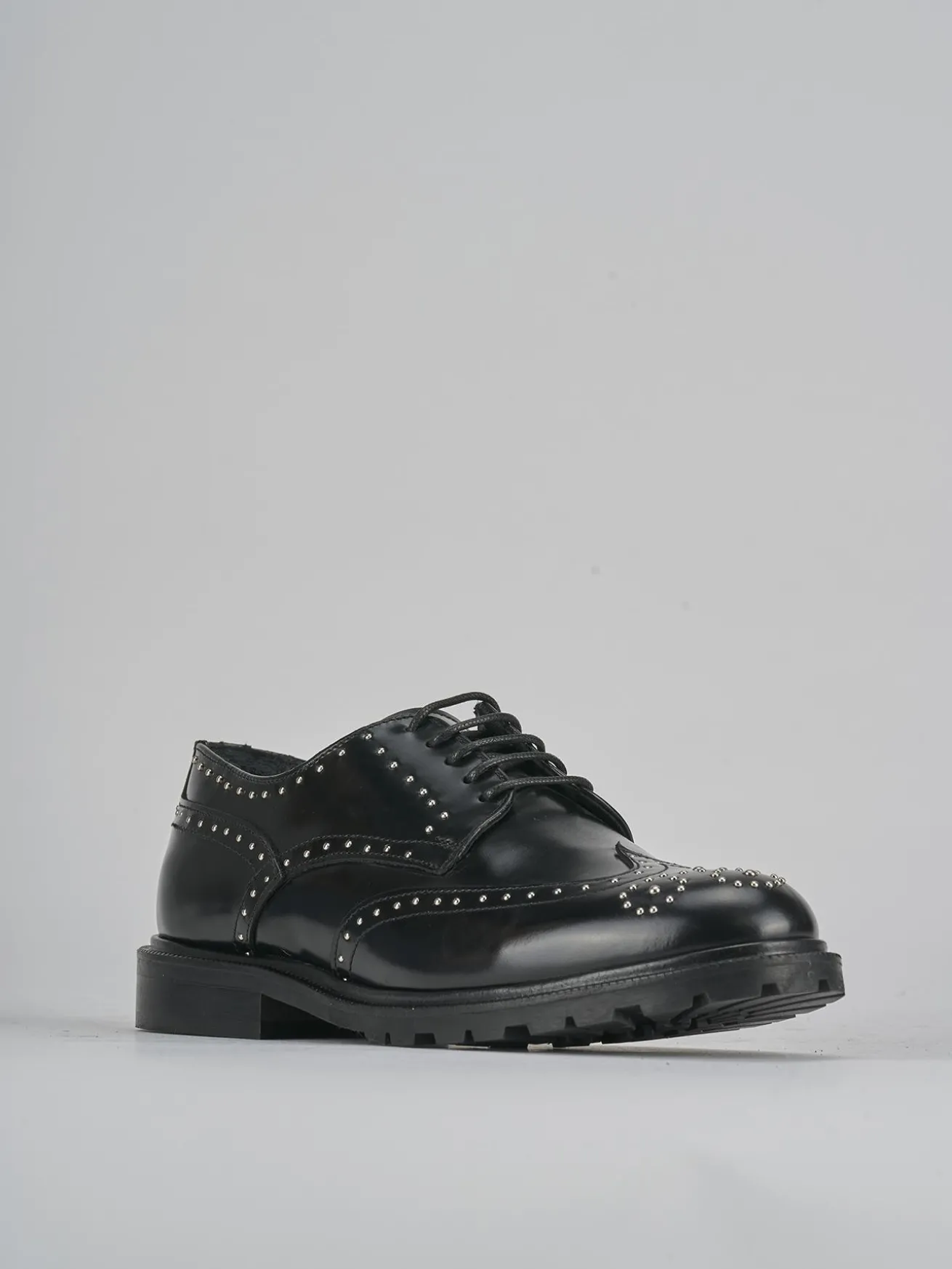 Stringate tacco 2cm pelle nero