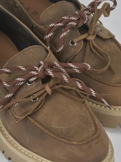 Stringate tacco 5cm pelle marrone