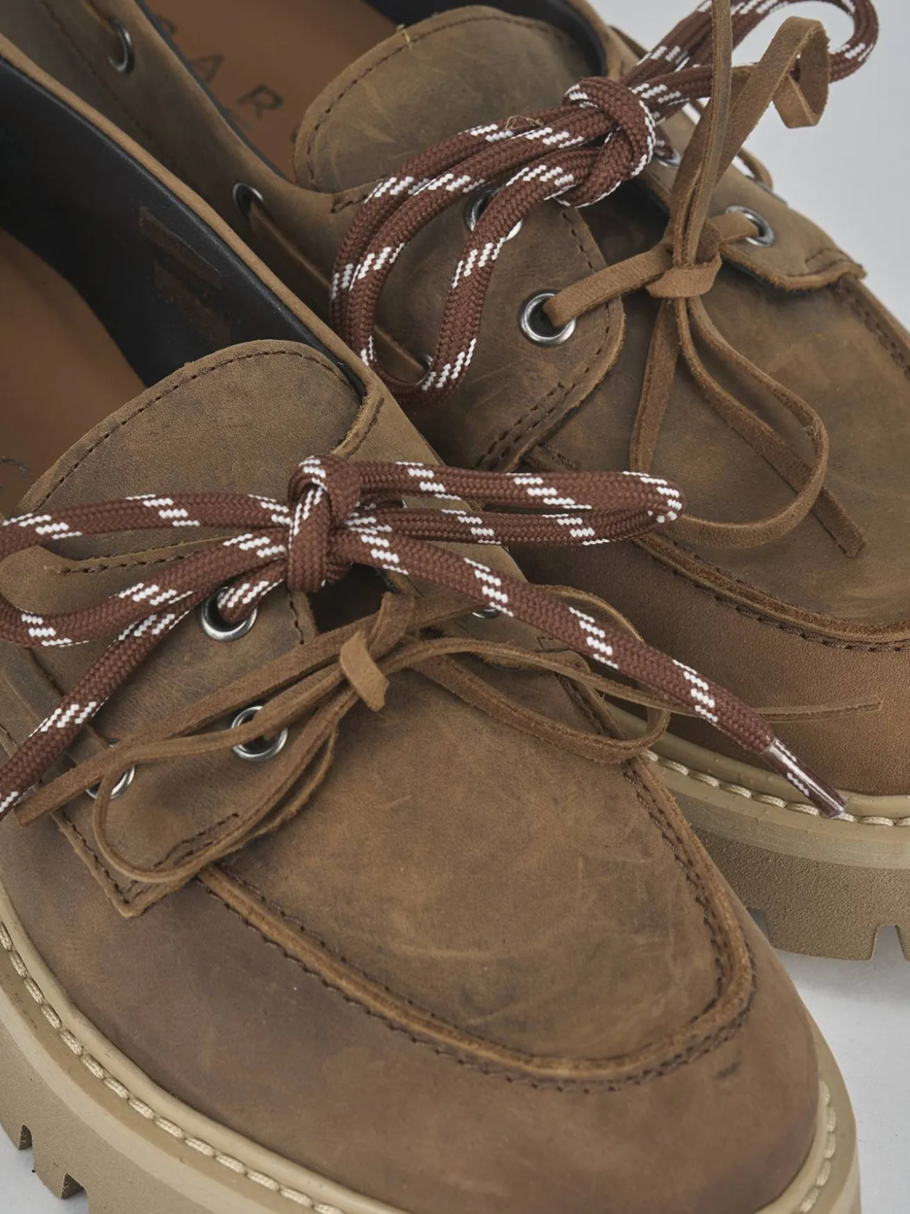 Stringate tacco 5cm pelle marrone