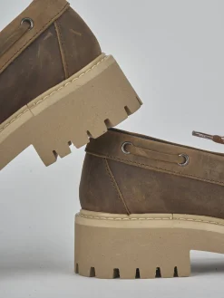 Stringate tacco 5cm pelle marrone