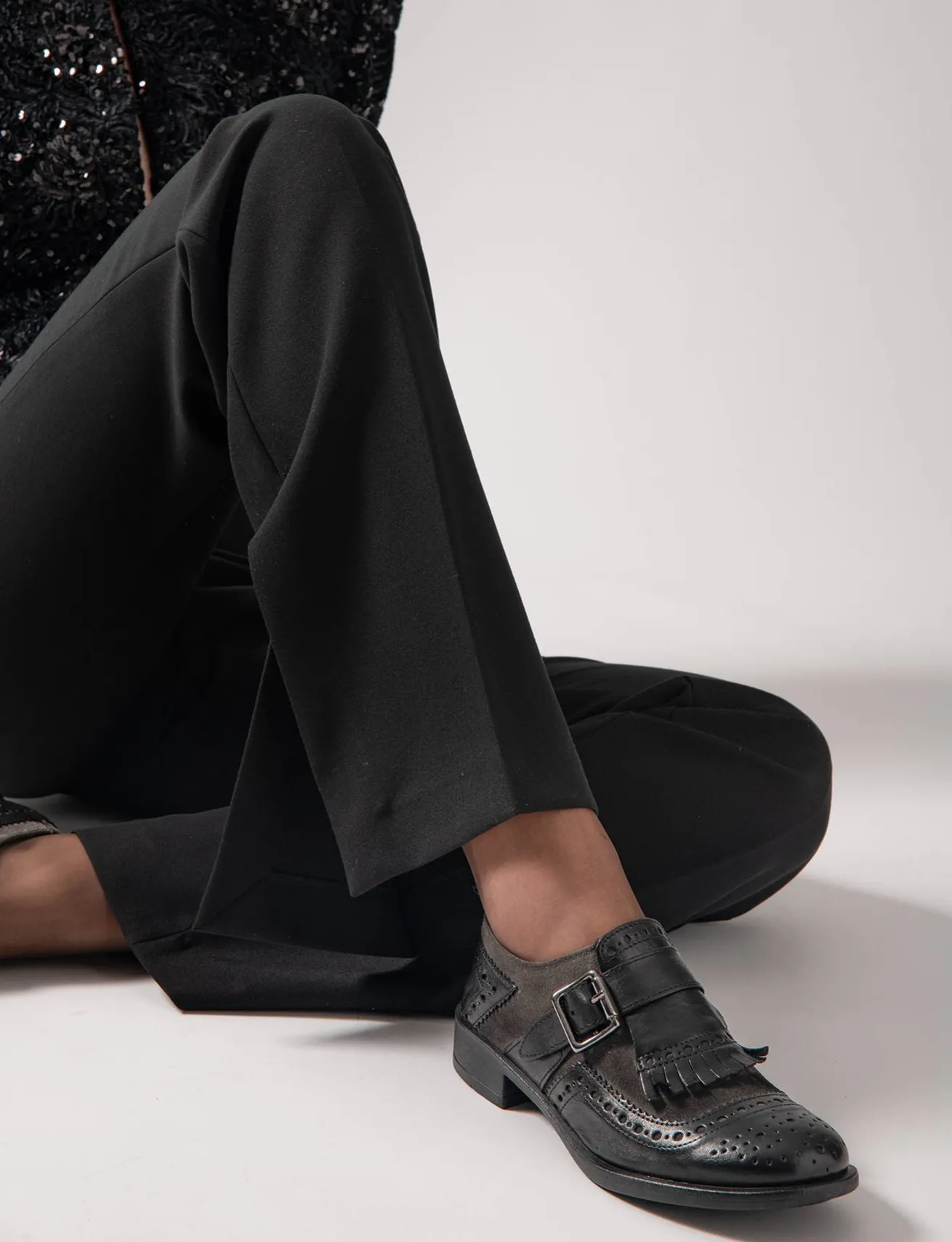 Stringate tacco 2cm pelle nero