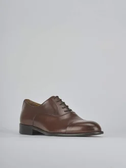 Stringate tacco 1cm pelle marrone