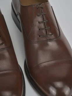 Stringate tacco 1cm pelle marrone