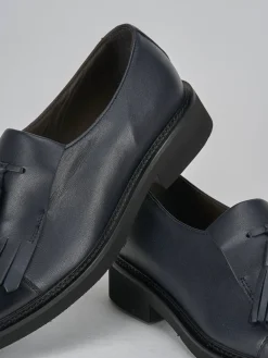 Stringate tacco 2cm pelle blu