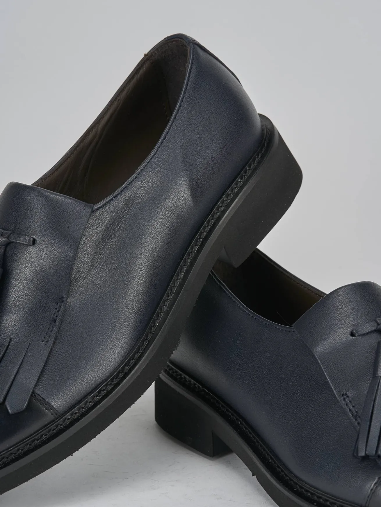 Stringate tacco 2cm pelle blu