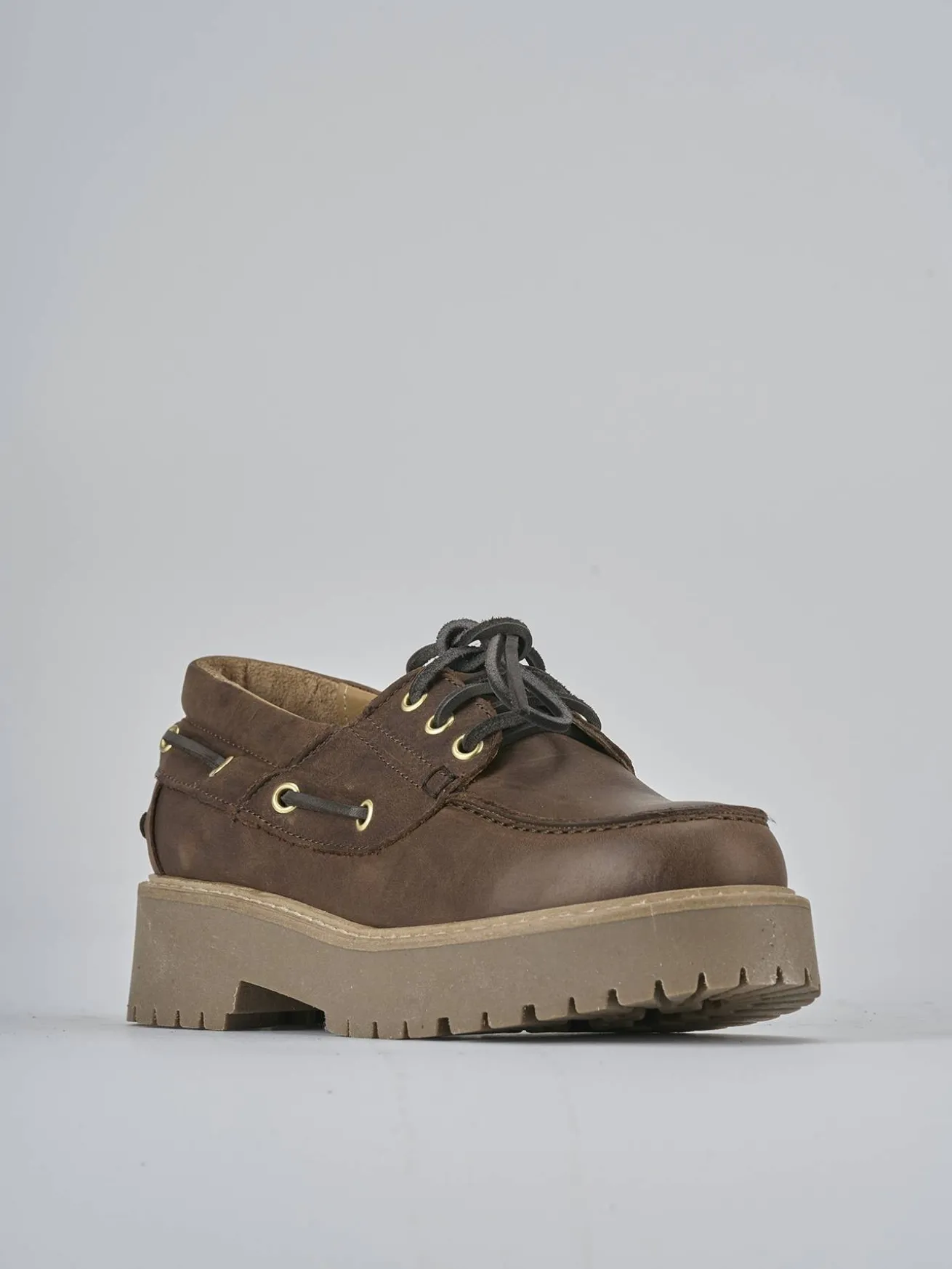 Stringate tacco 3cm pelle testa