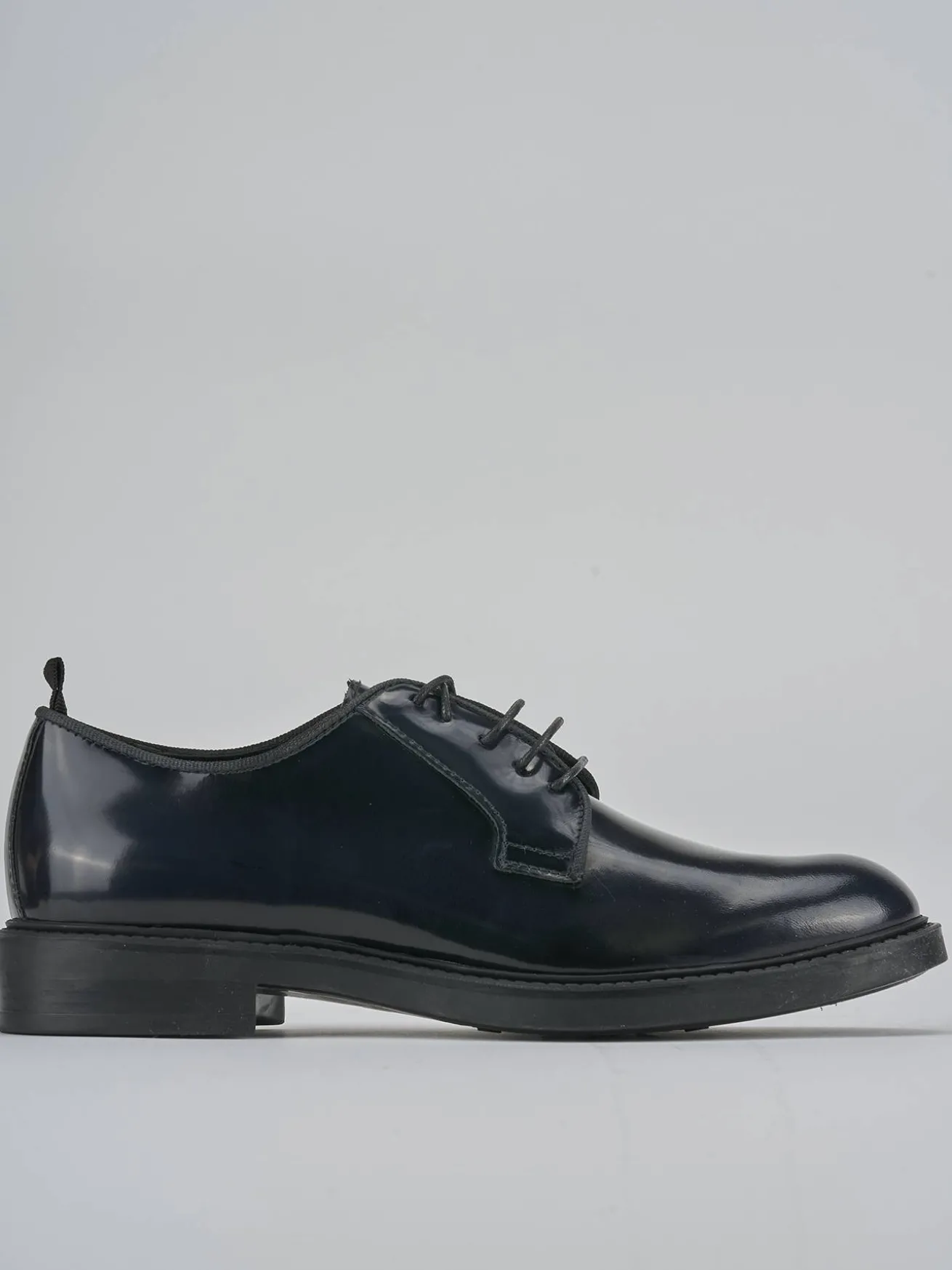 Stringate tacco 2cm pelle blu