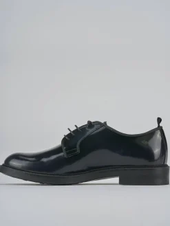 Stringate tacco 2cm pelle blu