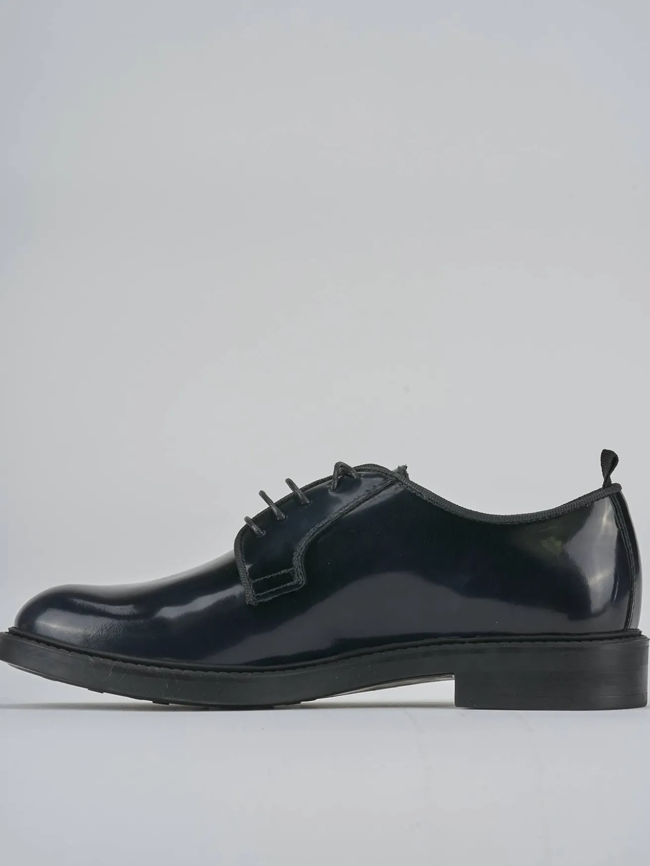 Stringate tacco 2cm pelle blu