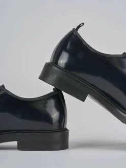 Stringate tacco 2cm pelle blu