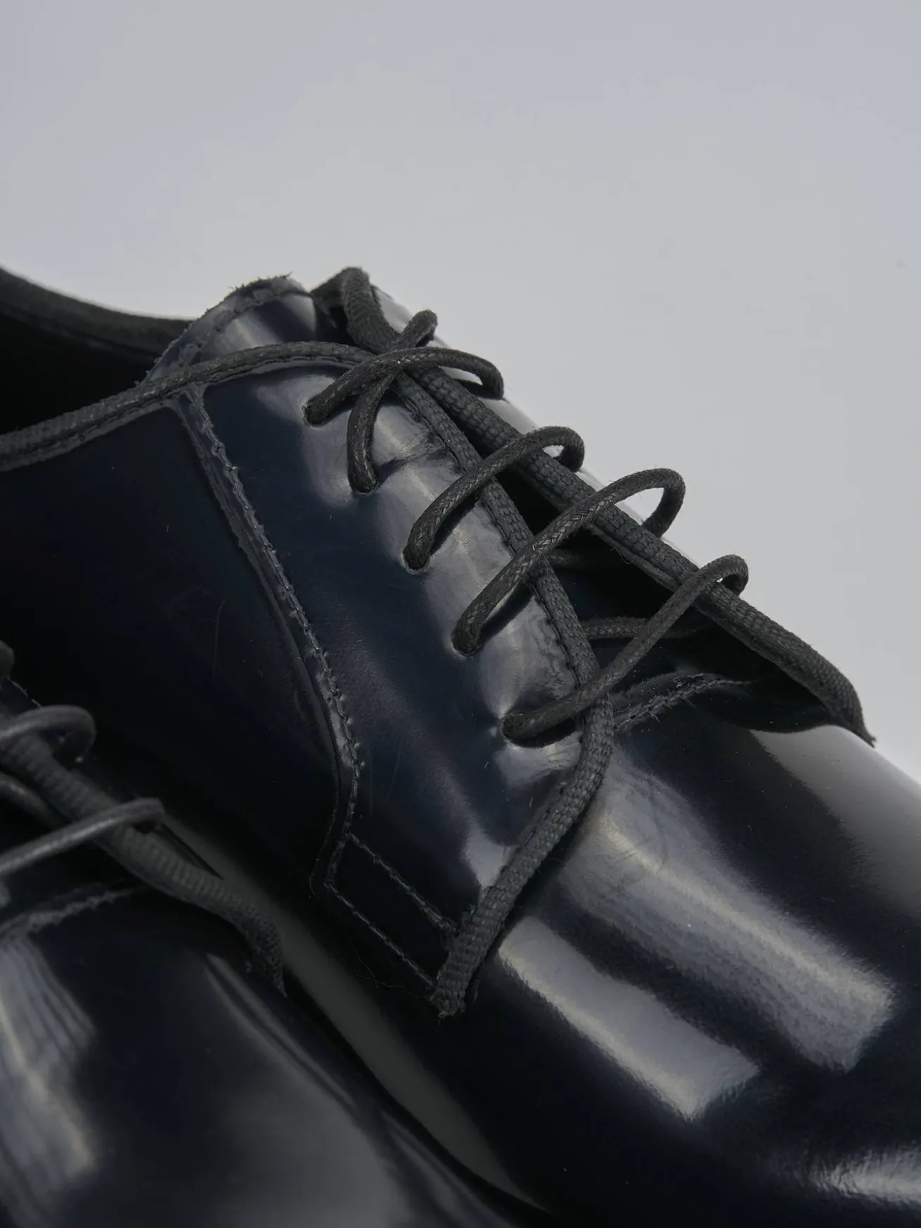 Stringate tacco 2cm pelle blu