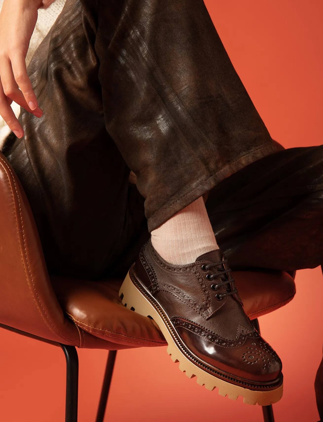 Stringate tacco 2cm pelle testa