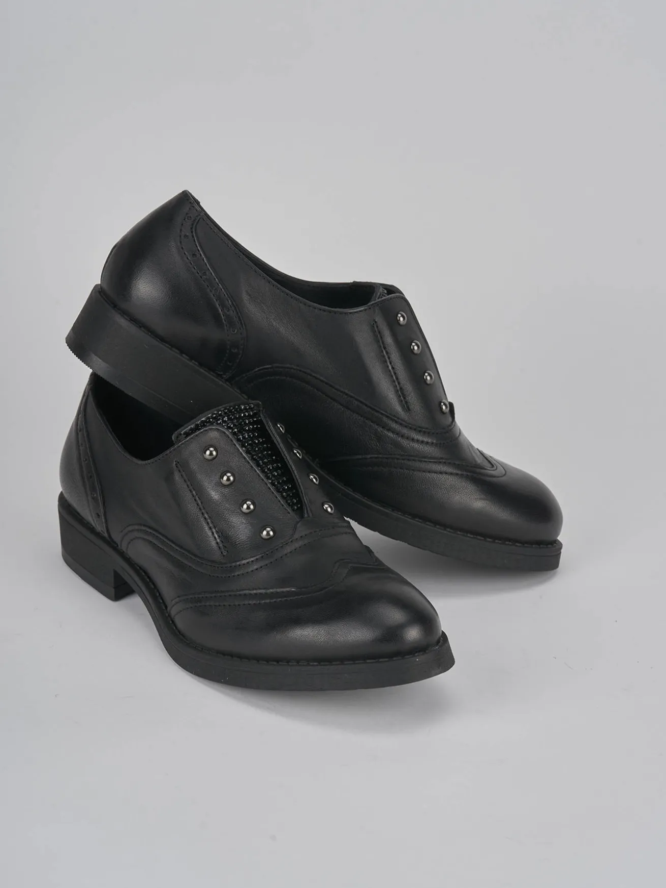 Stringate tacco 2cm pelle nero